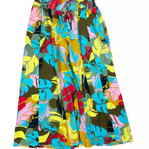 True Destinations Multi-Color Tropical Palazzo Wide Leg Pants - M - Worn 1 Time - Picture 4 of 14